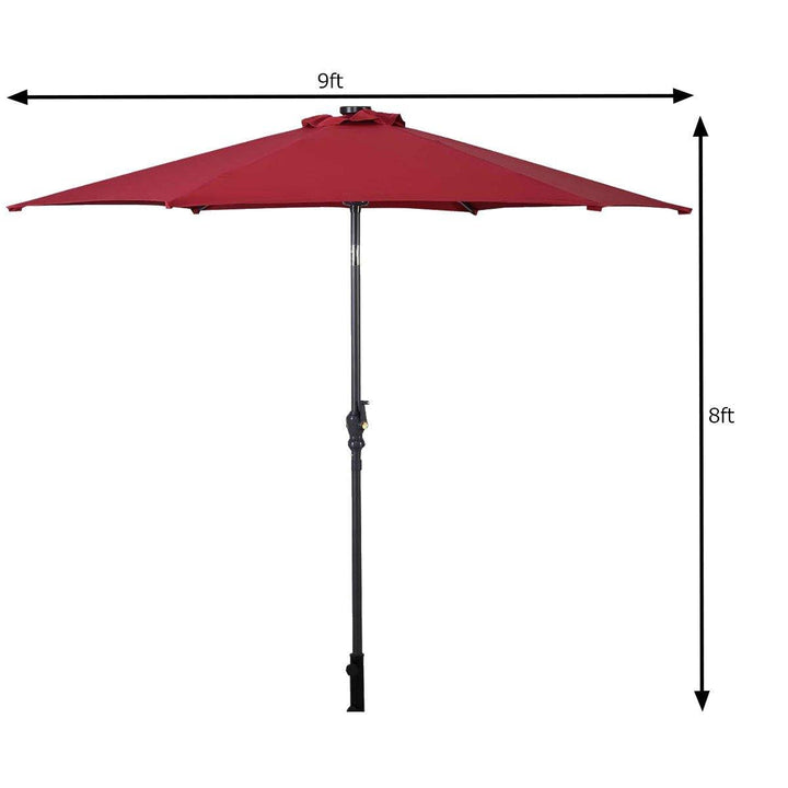 9ft Market Patio Umbrella w/Solar Lights - Giantexus