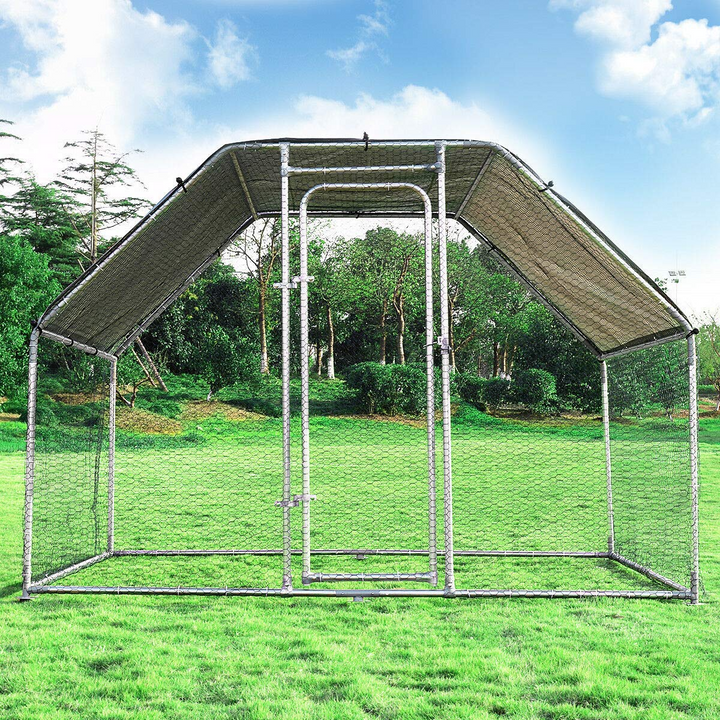 Giantex Large Metal Chicken Coop Walk-in Chicken Coops Hen Run House Shade Cage
