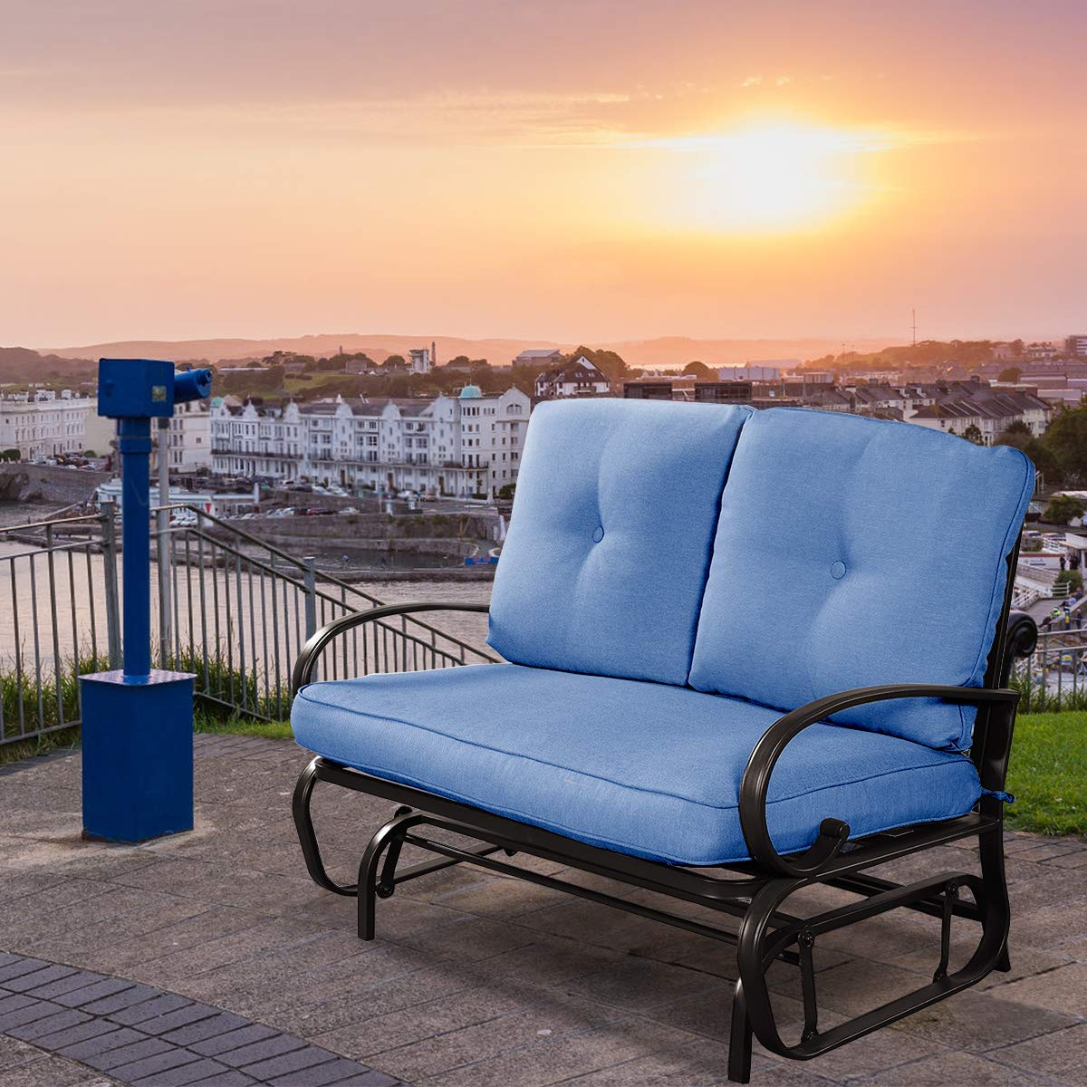 Giantex Loveseat Outdoor Patio Rocking Glider Cushioned 2 Seats