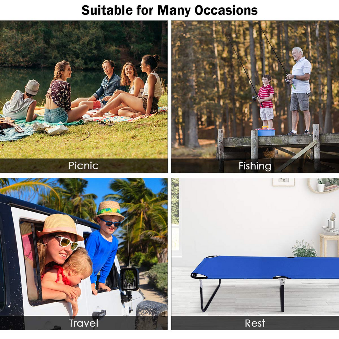 Giantex Blue Folding Camping Bed Outdoor Portable Army Military Camping Bed