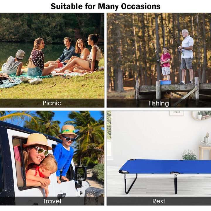 Giantex Blue Folding Camping Bed Outdoor Portable Army Military Camping Bed
