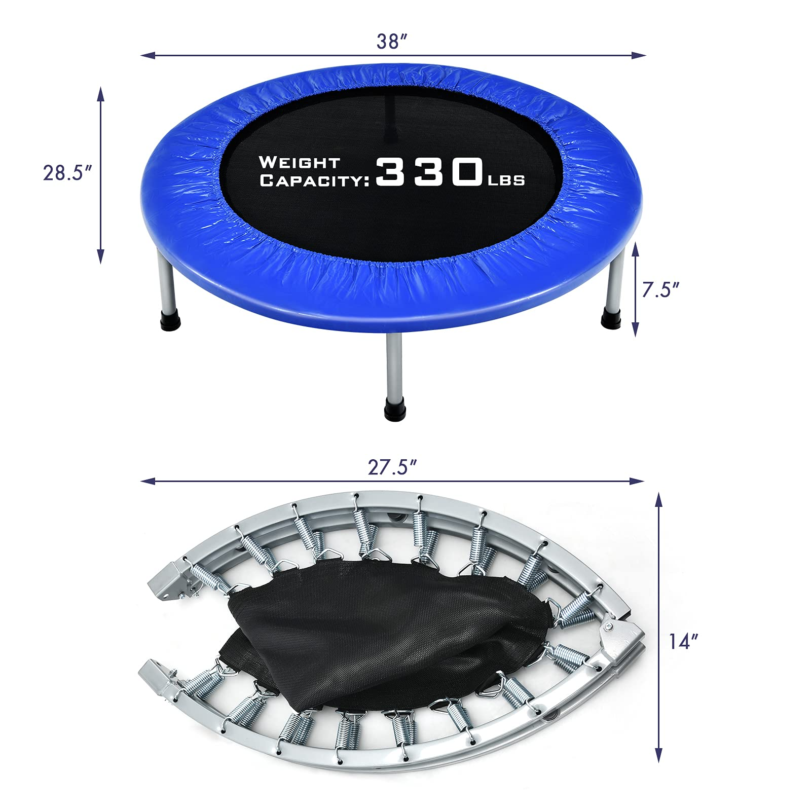 Portable Recreational Fitness Trampoline for Adults Kids