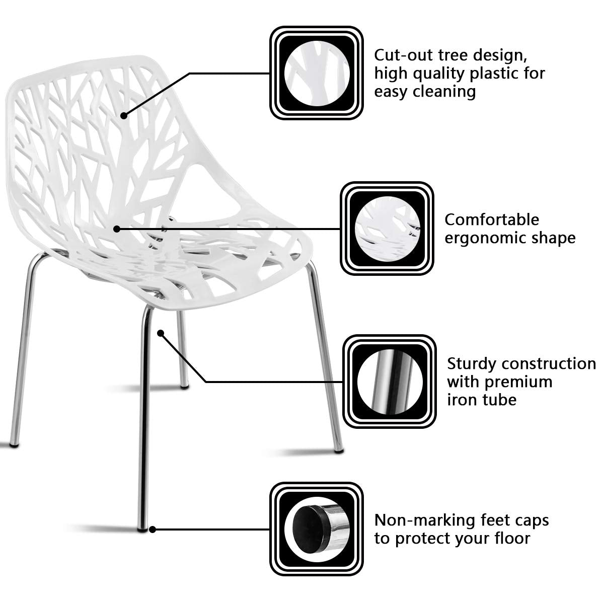 Giantex Set of 6 Modern Dining Chairs w/Plastic Feet Pads