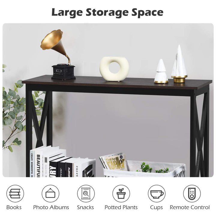 Giantex Console Table 2-Tier with Storage Shelf,X-Design Bookshelf