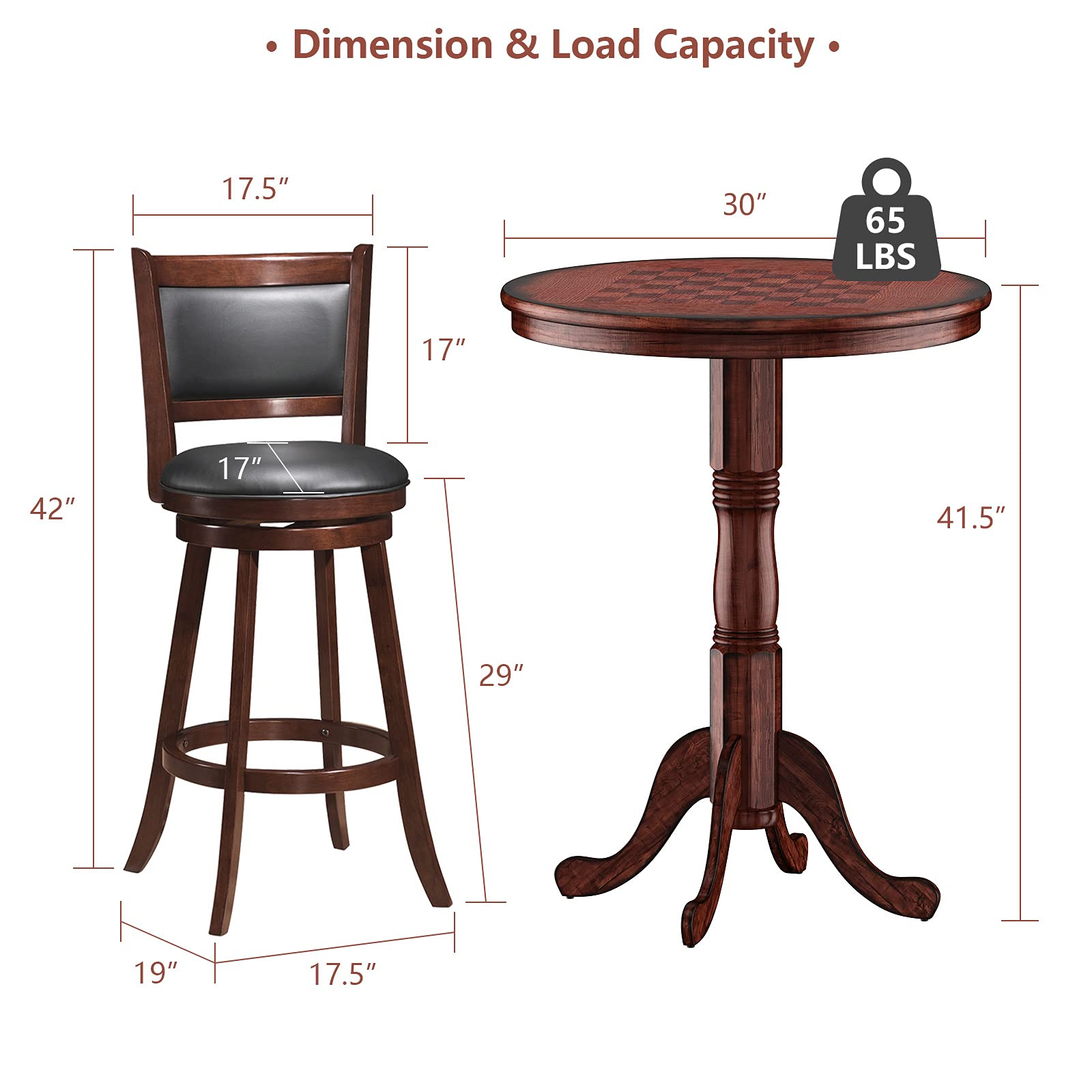 Giantex 3 Pcs Pub Table Set, Wooden Pub Pedestal Side Table w/Stable Base