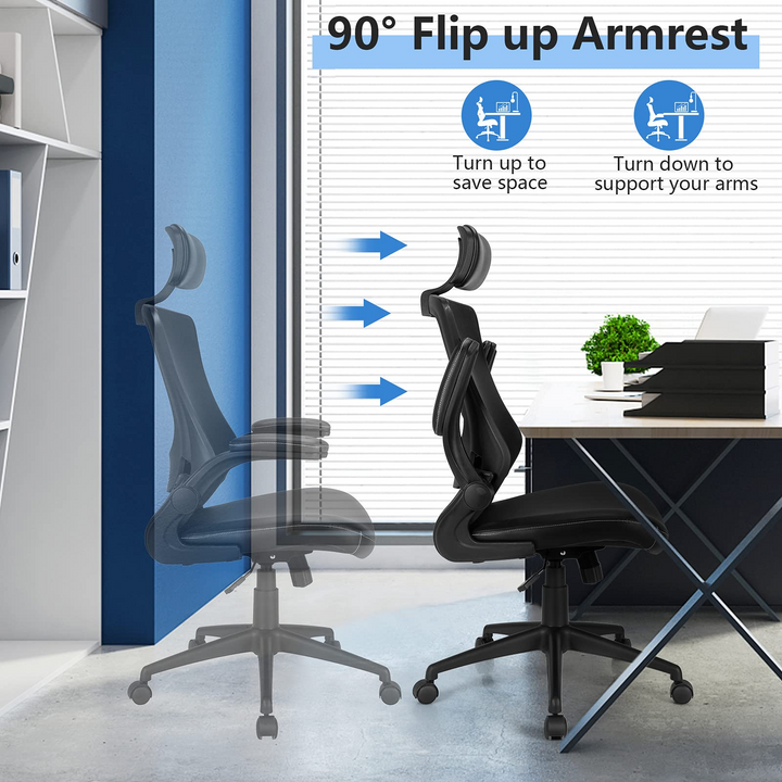 Giantex High Back Office Chair w/Flip up Armrest