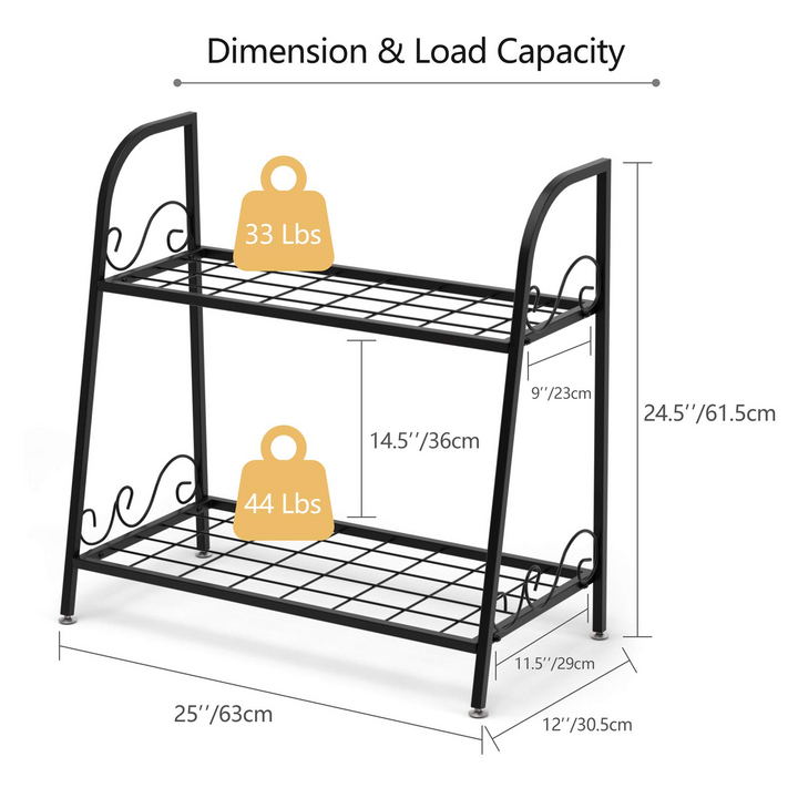 Giantex 2 Tier Metal Plant Stand, Indoor Outdoor Plant Shelf, Flower Rack Display Shelf
