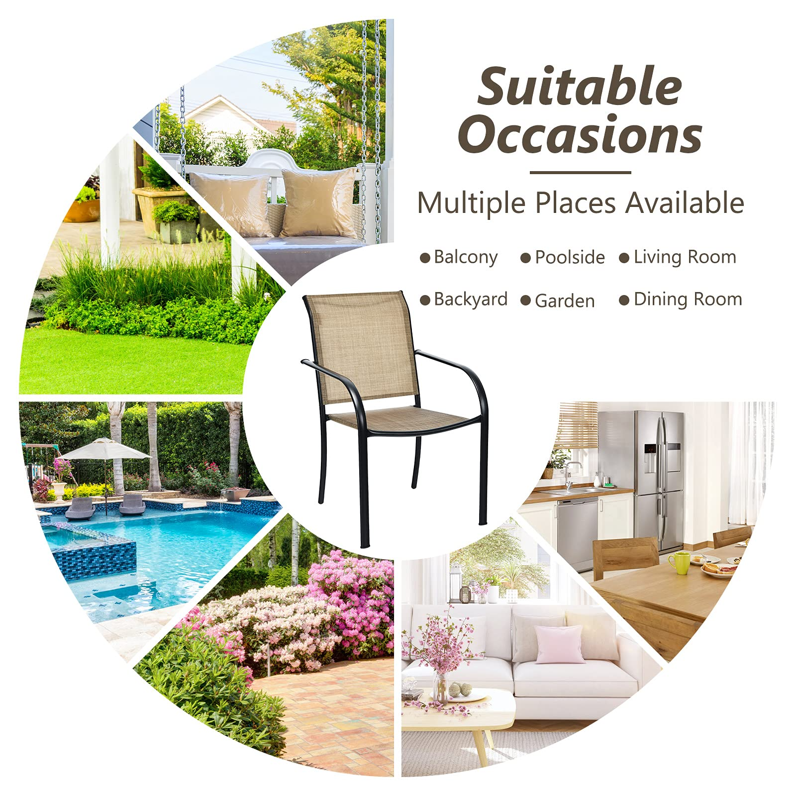 Giantex Outdoor Chairs with Breathable Fabric
