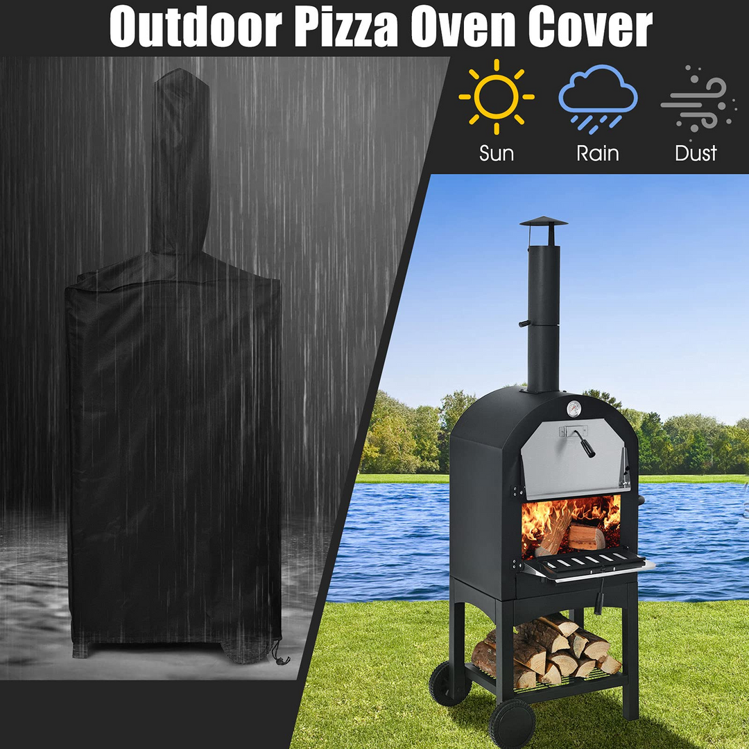 Giantex Pizza Oven Outdoor, Wood Fire Pizza Grill Maker with Waterproof Cover