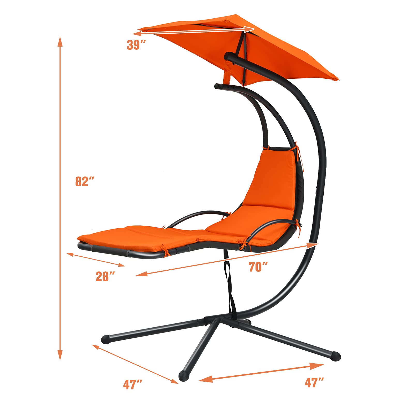 Giantex Hanging Arc Chaise Hammock for Patio Poolside Backyard Garden Porch