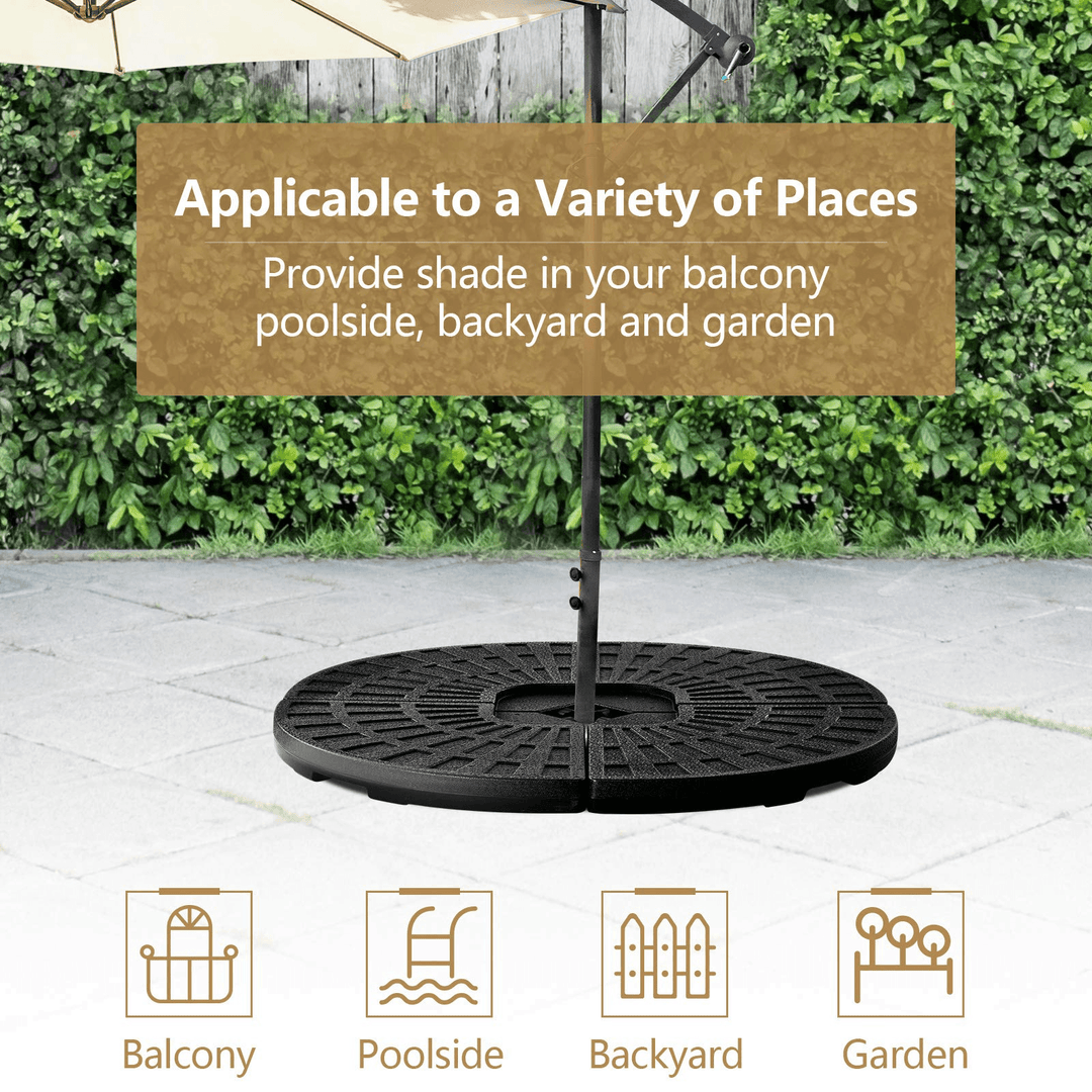 Giantex Patio Offset Umbrella Base Stand w/Sand/Water Filled 4-Pieces Base Plates (Round Base) - Giantexus