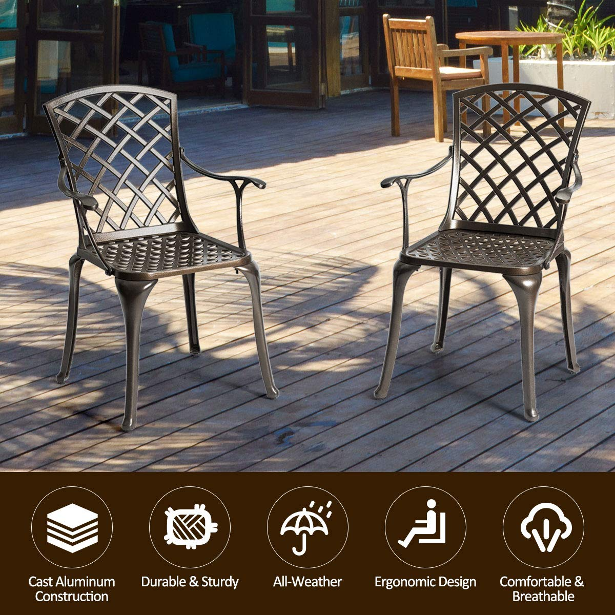 Giantex Aluminum Arm Dining Chairs Set of 2