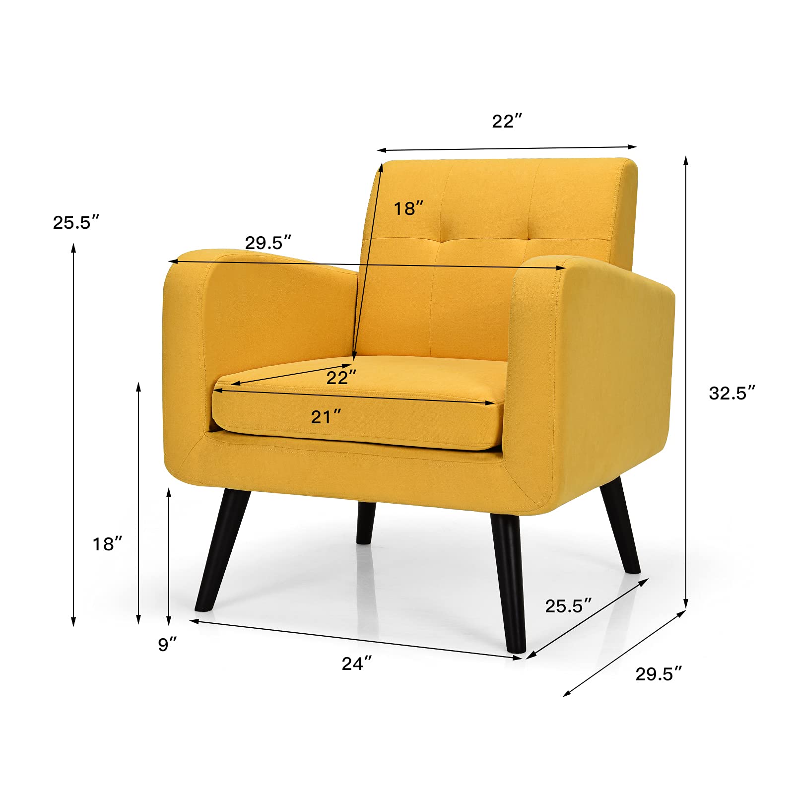 Set of 2 Modern Upholstered Accent Chairs - Giantex
