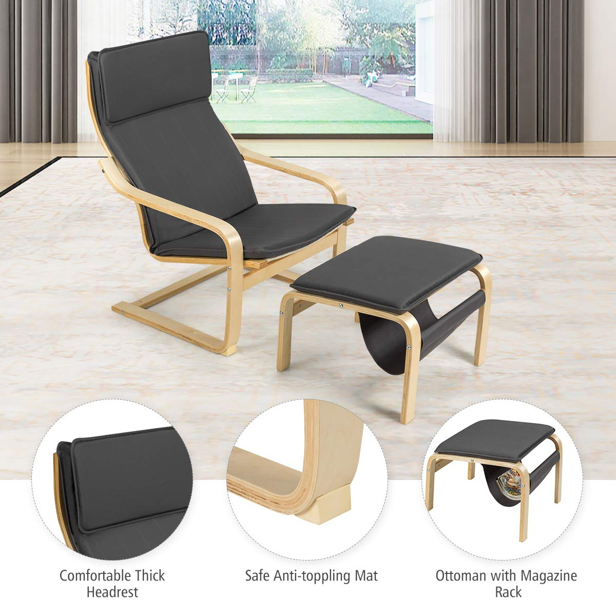 Giantex Armchair and Footstool Set