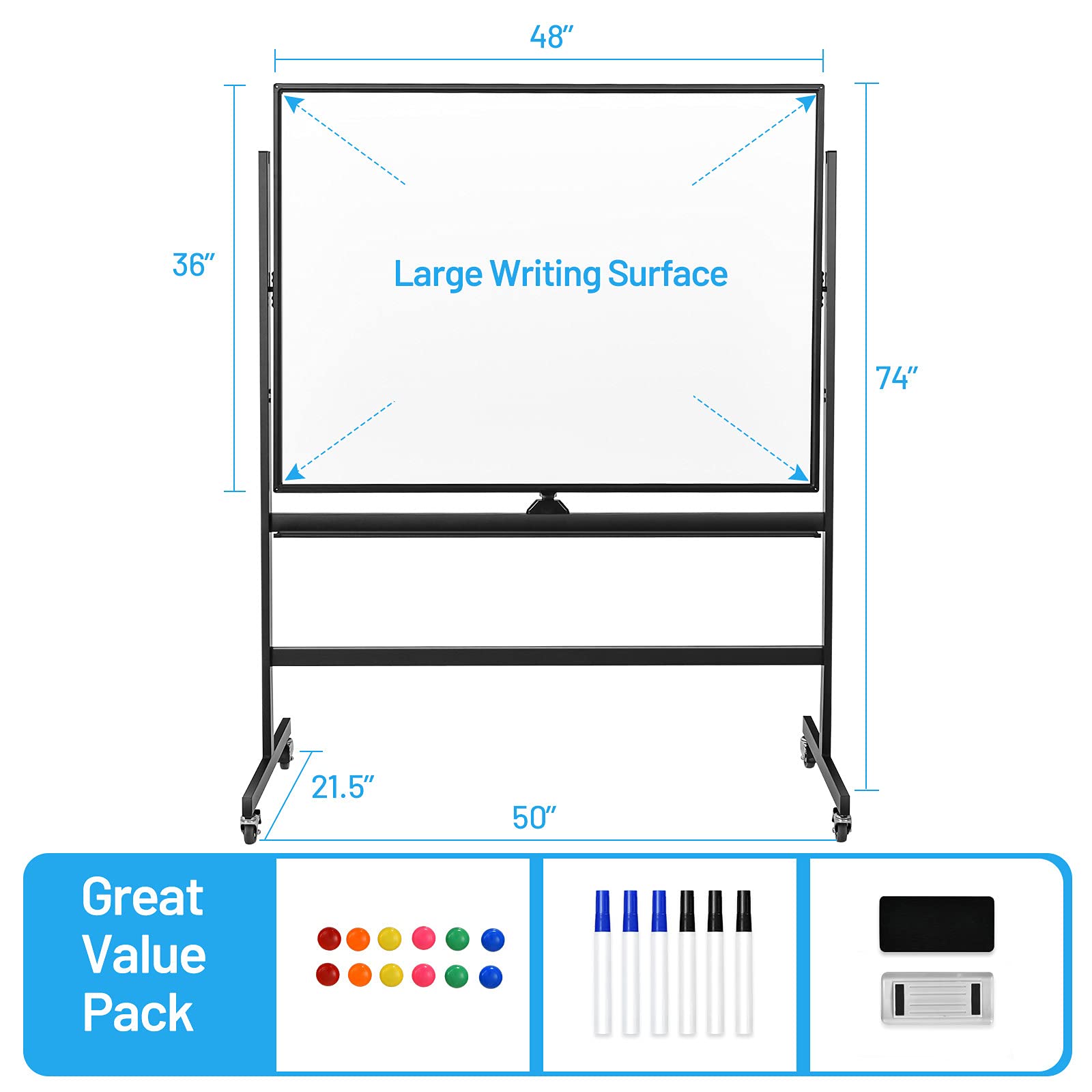 Double-Sided Magnetic Dry Erase Mobile Whiteboard - Giantex