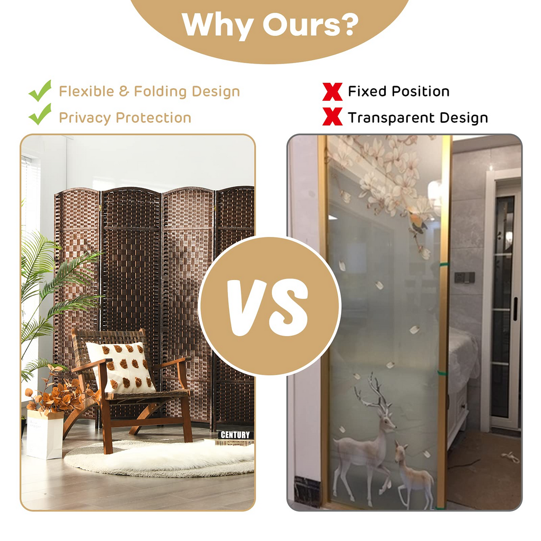 Giantex 6 Panel 6 Ft Tall Room Divider, Freestanding Wood Partition Room Dividers (Black/Brown) - Giantexus