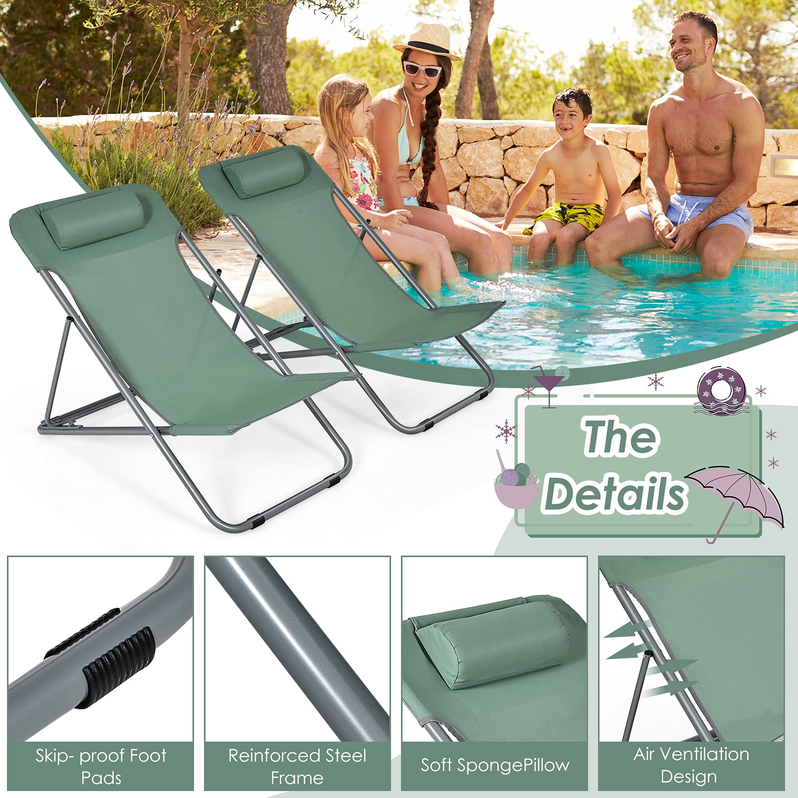 Giantex Beach Chair for Adults Camping Chair Set