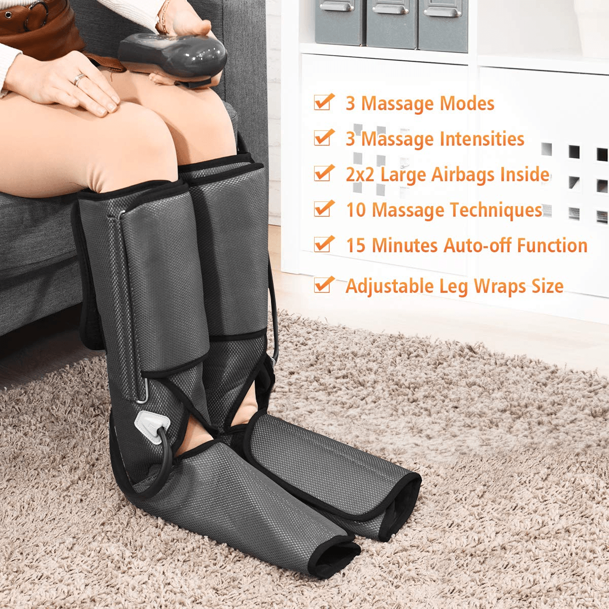 Giantex Foot Leg Massager, Foot and Calf Massage with Handheld Controller, 3 Modes 3 Intensities - Giantexus