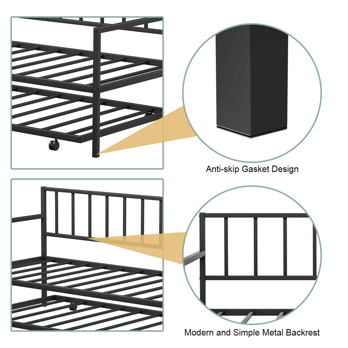 Giantex Twin Size Daybed and Trundle Frame Set