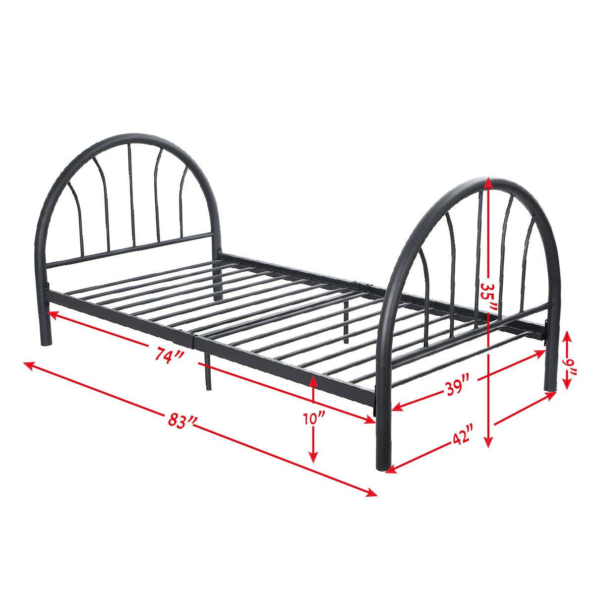 Giantex 83" x 42" x 35" Metal Bed Platform Frame Twin Size Bedroom Home Furniture