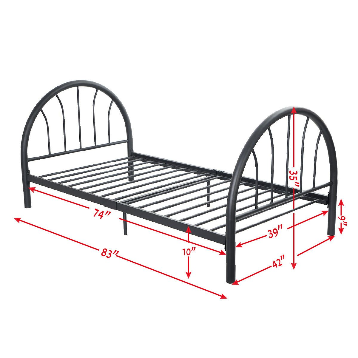 Giantex 83" x 42" x 35" Metal Bed Platform Frame Twin Size Bedroom Home Furniture (Black)