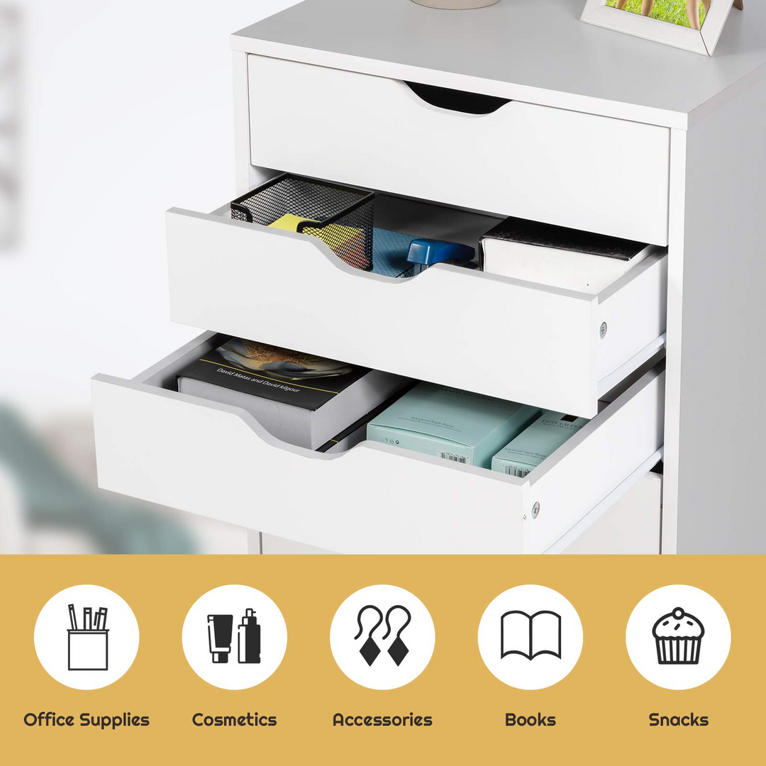 Giantex Drawers Cabinet Mobile Lateral Filing Organizer with 7 Drawers and Wheels Mobile Side Cabinet Chest