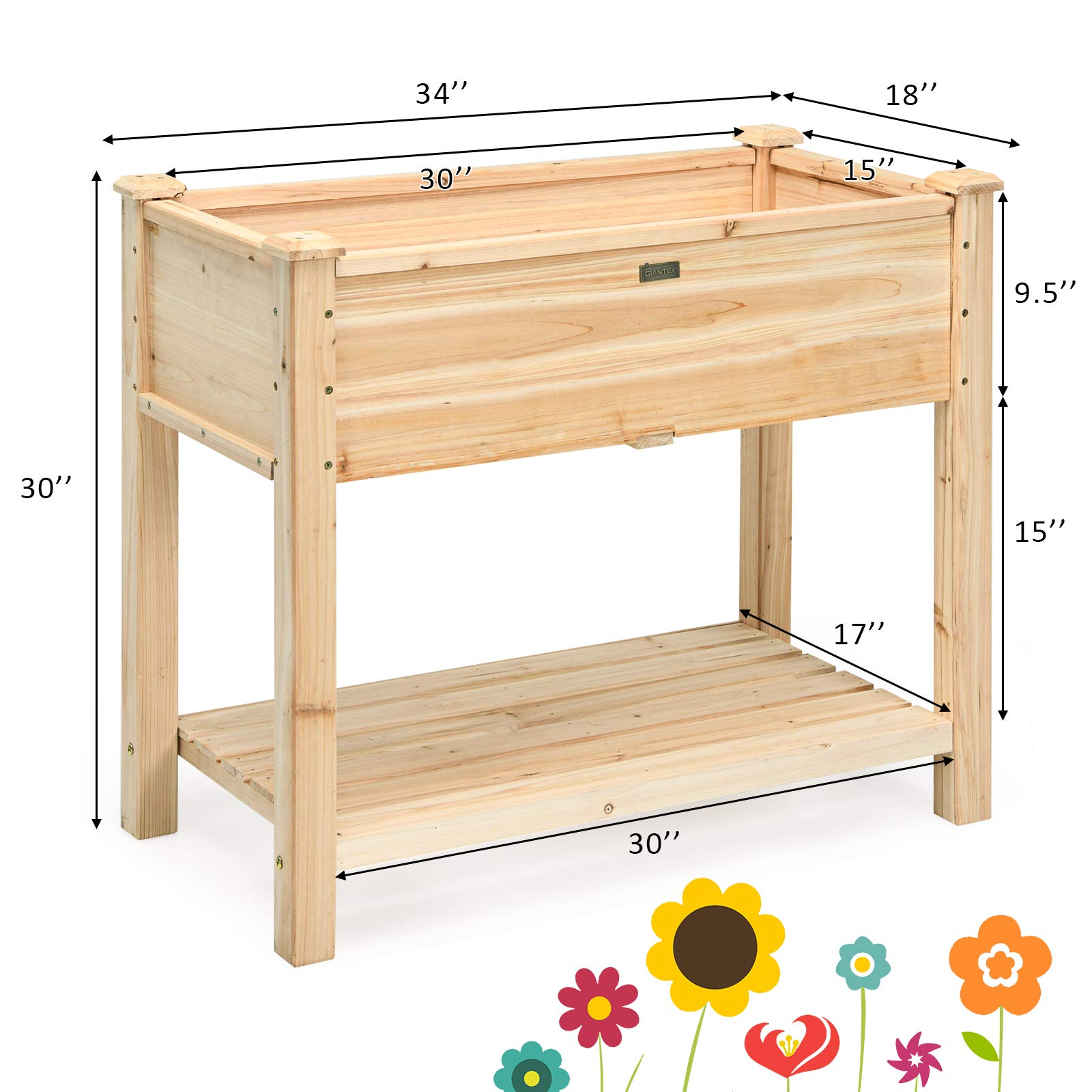 Outdoor Planter Box W/Shelf for Garden Patio Backyard