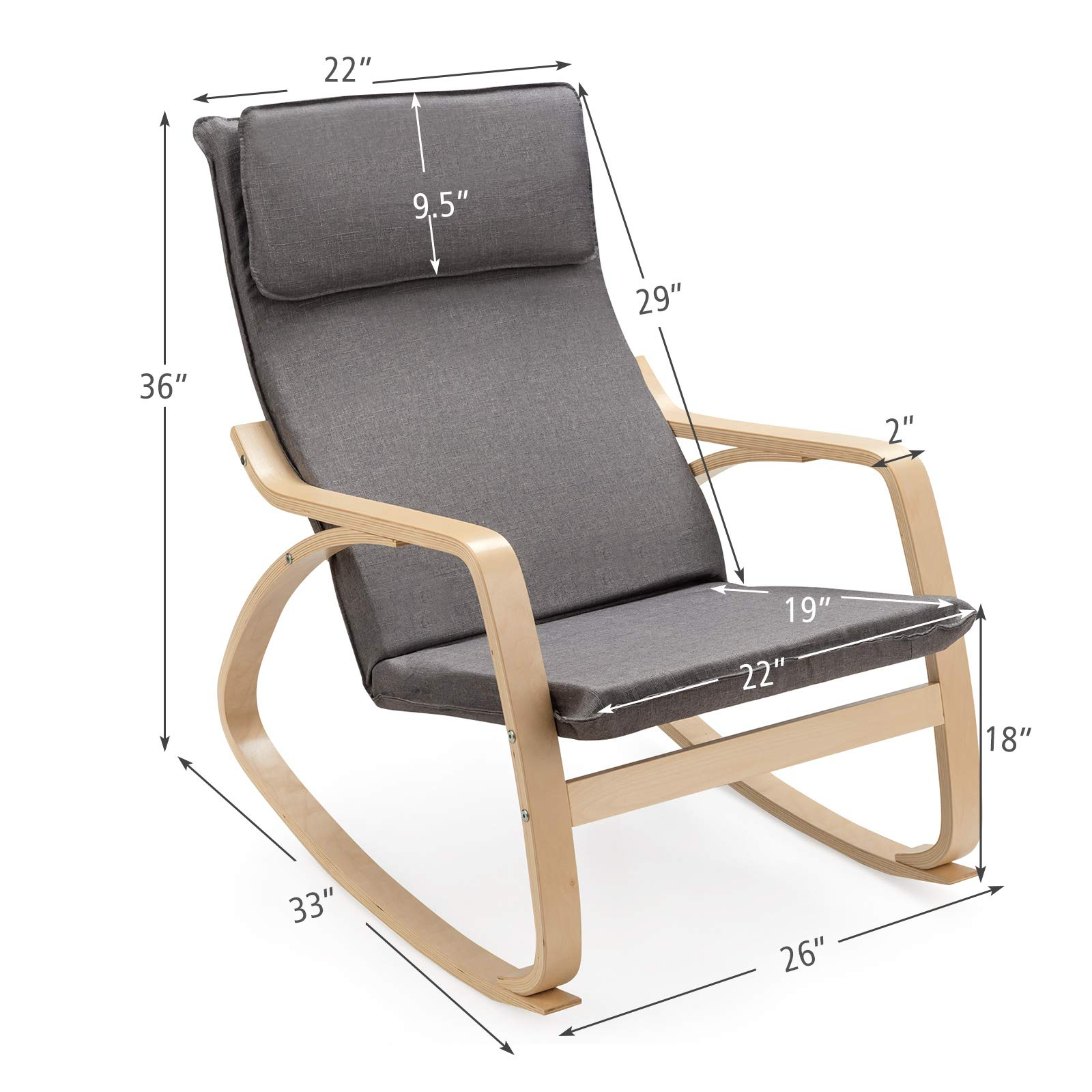 Giantex Stable Wooden Frame Relaxing Modern Leisure Armchair Suitable for Living Room, Bedroom, Balcony, Nursery Room
