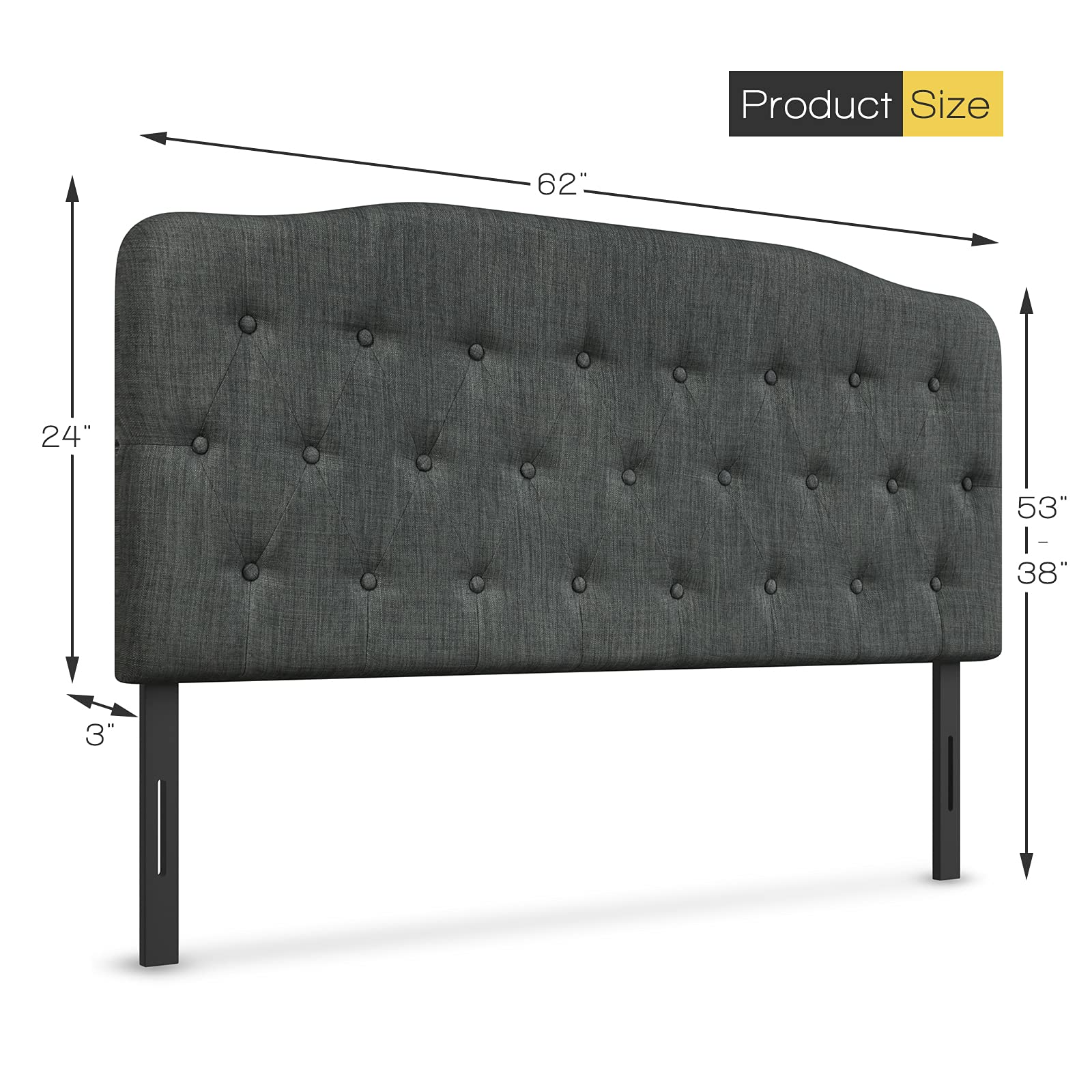 Giantex Upholstered Headboard, Button Tufted Headboard, Queen Size