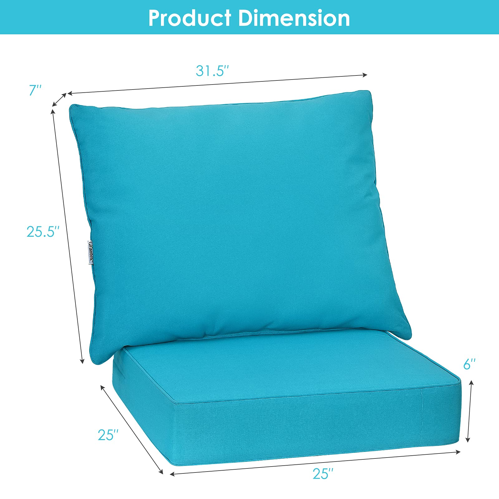Giantex Patio Cushion Set with Pillow, Deep Seat and Back Cushion