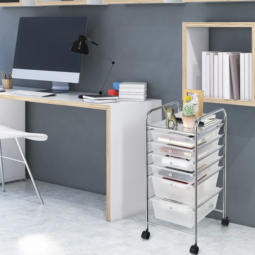  6 Storage Drawer Cart Rolling Organizer Cart, Clean - Giantex