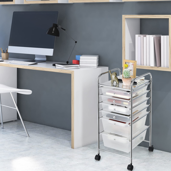  6 Storage Drawer Cart Rolling Organizer Cart, Clean - Giantex