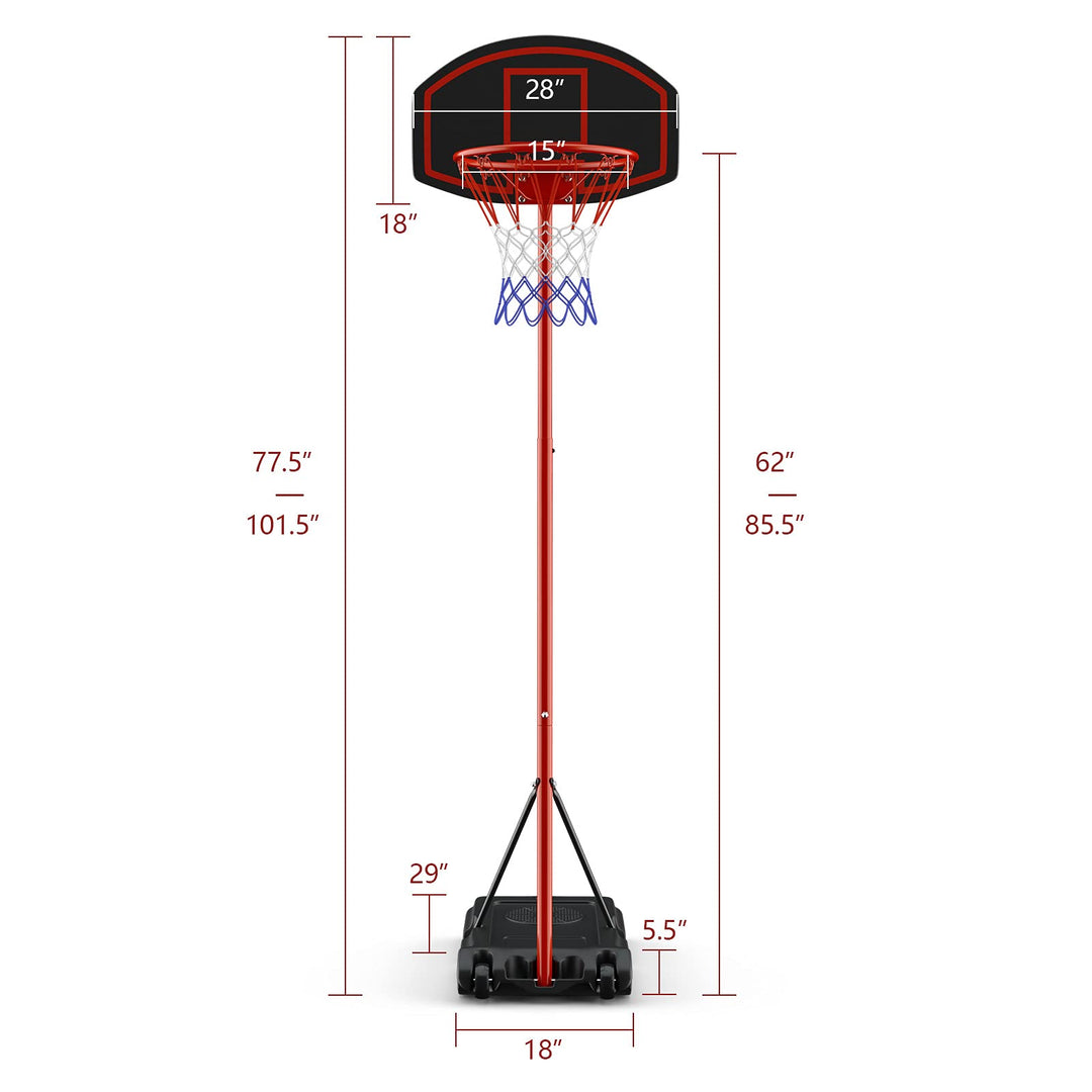 Giantex Portable Basketball Hoop Adjustable Height 6.5 - 8.5 FT, Backboard System Stand with 2 Wheels