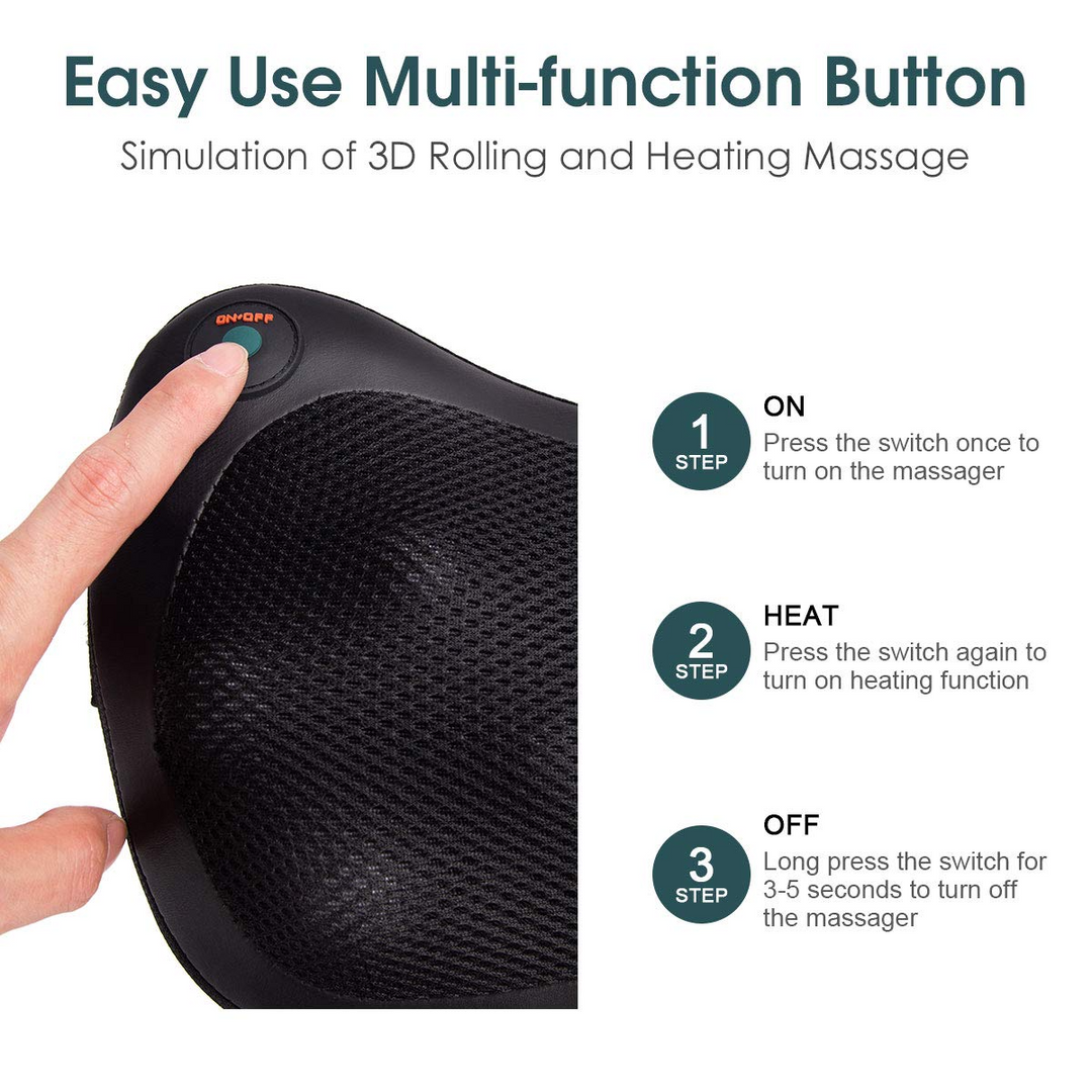 Giantex Shiatsu Back Neck Massager with Heat, Kneading Massage Pillow for Muscle Pain Relief