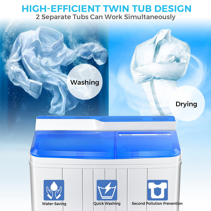 Semi-Automatic Wash and Spin Cycle for Apartment Dorm Camping RV (blue)
