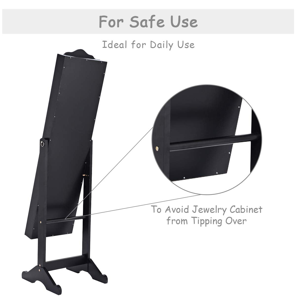 Jewelry Cabinet Armoire Lockable with Mirror - Giantex