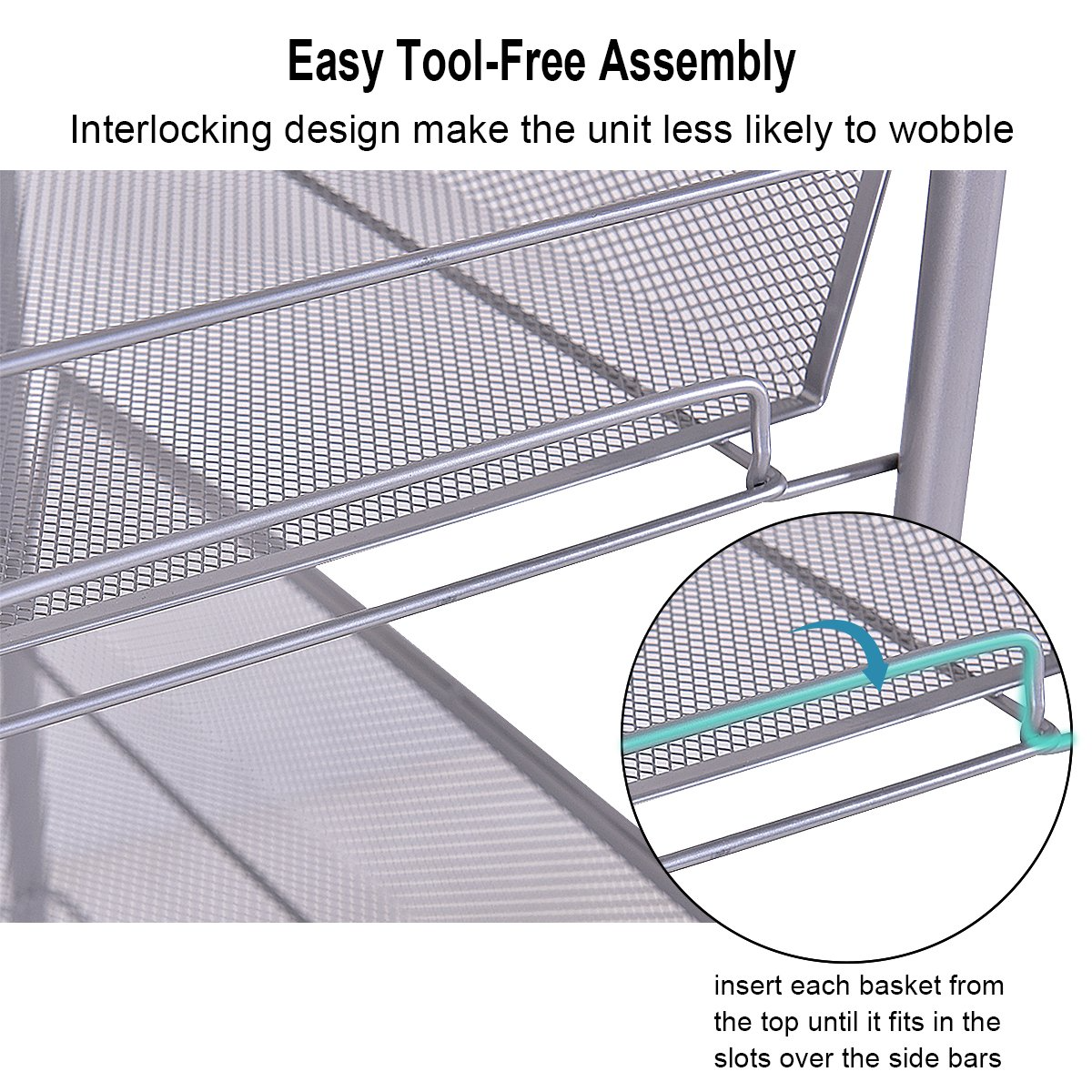 Giantex Storage Rack Trolley Cart Home Kitchen Organizer Utility Baskets (4 Tier, Silver)