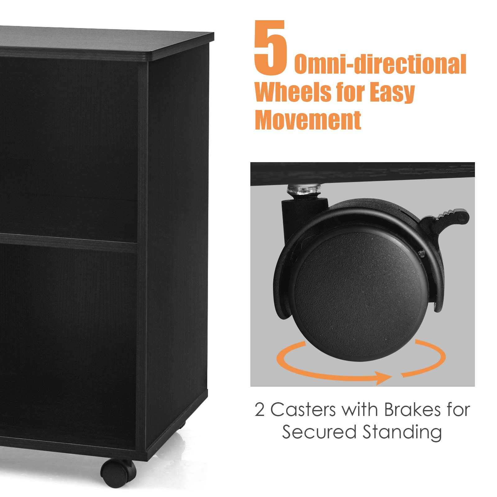 3-Drawer File Cabinet | Mobile Lateral Filing Cabinet with Wheels