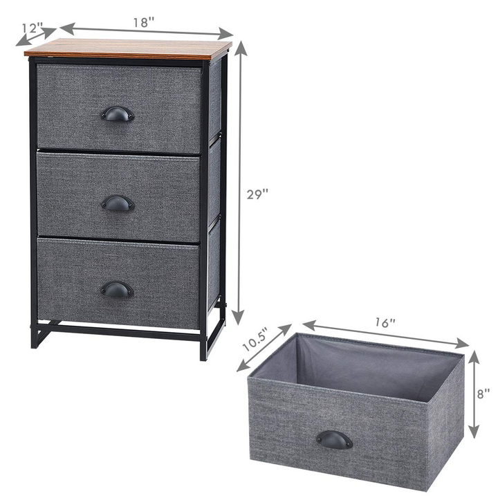 Giantex Dresser Storage Tower Nightstand W/Fabric Drawers