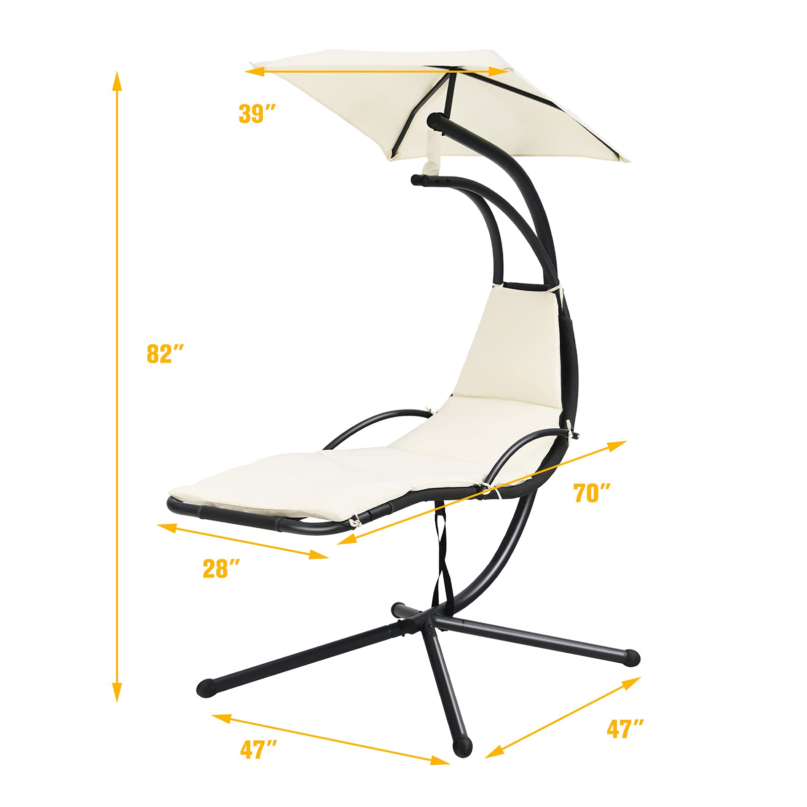 Giantex Hanging Arc Chaise Hammock for Patio Poolside Backyard Garden Porch
