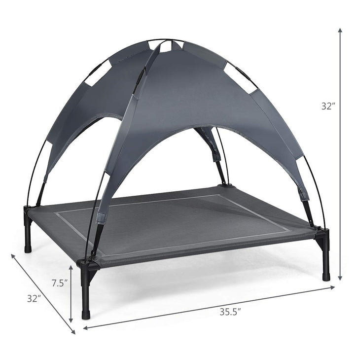 Giantex Elevated Dog Bed with Removable Canopy, Portable Raised Pet Cot Cooling Dog Bed for Camping Beach Lawn