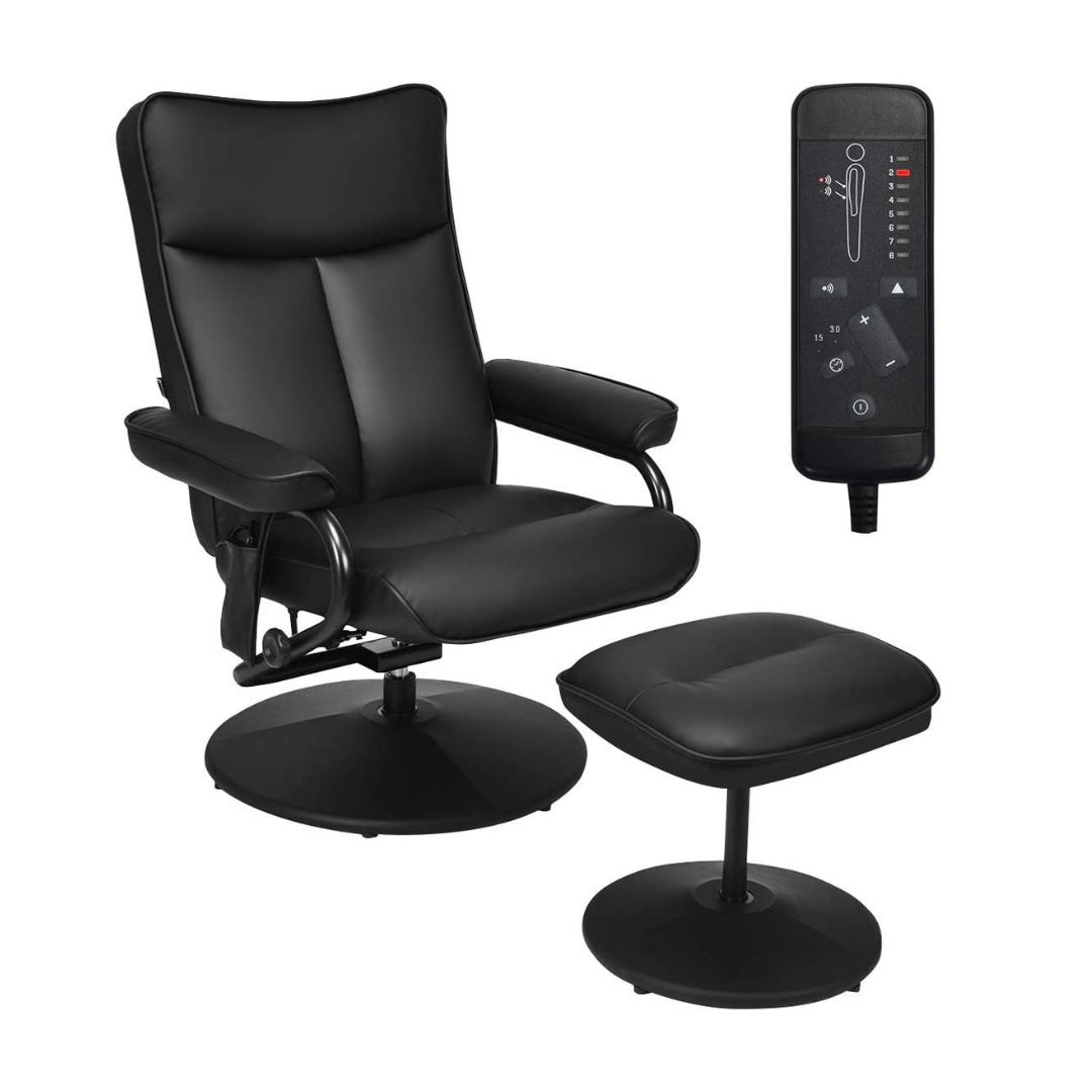 Massage Swivel Recliner Chair with Footrest Stool Ottoman