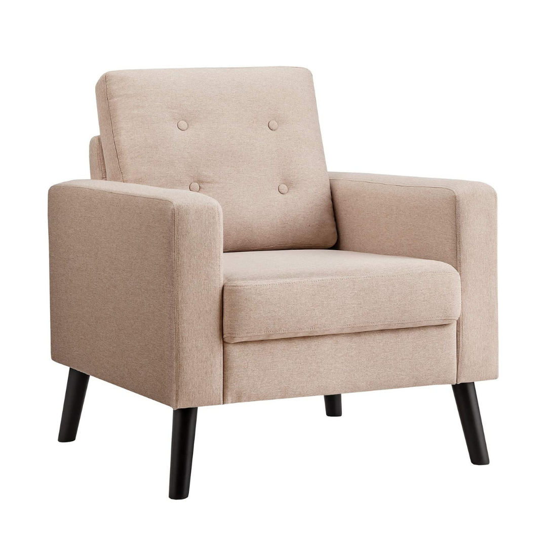Giantex Modern Accent Chair, Mid-Century Upholstered Armchair Club Chair - Giantexus