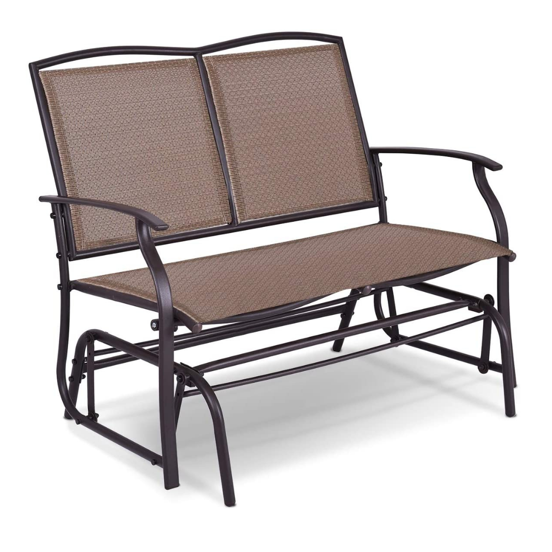 Giantex Patio Glider Stable Steel Frame for Outdoor Backyard (Brown)