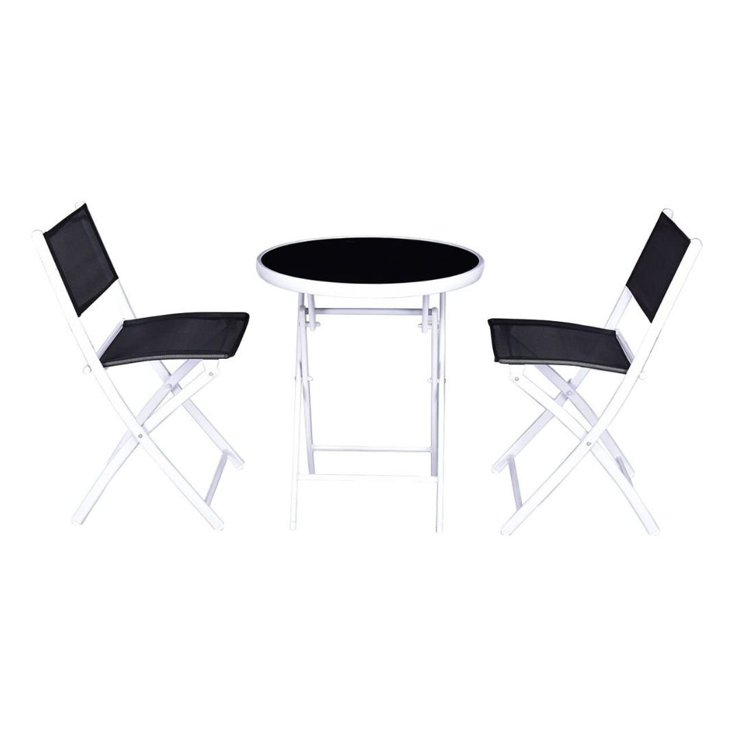 Giantex Bistro Table Set, 3 Piece Patio Bistro Set, Outdoor Folding Table and Chairs