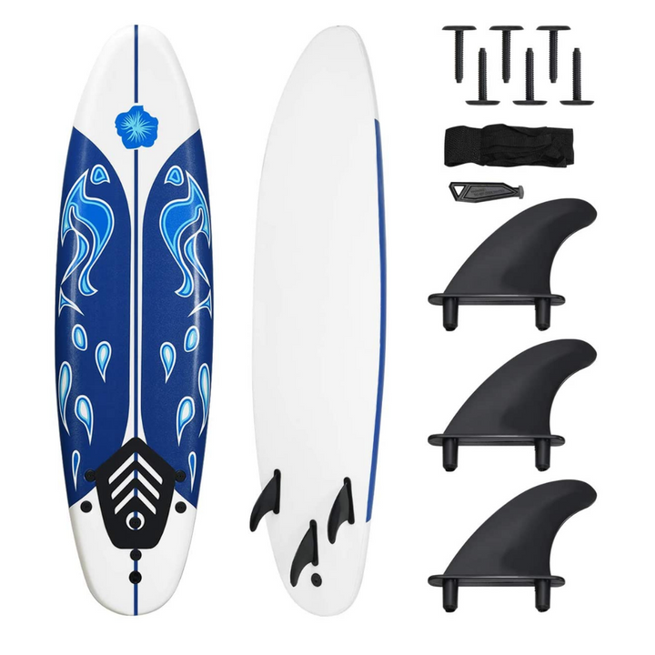 Giantex Surfboard, 6 Ft Stand Up Surfing Board w/ 3 Detachable Fins - Giantexus