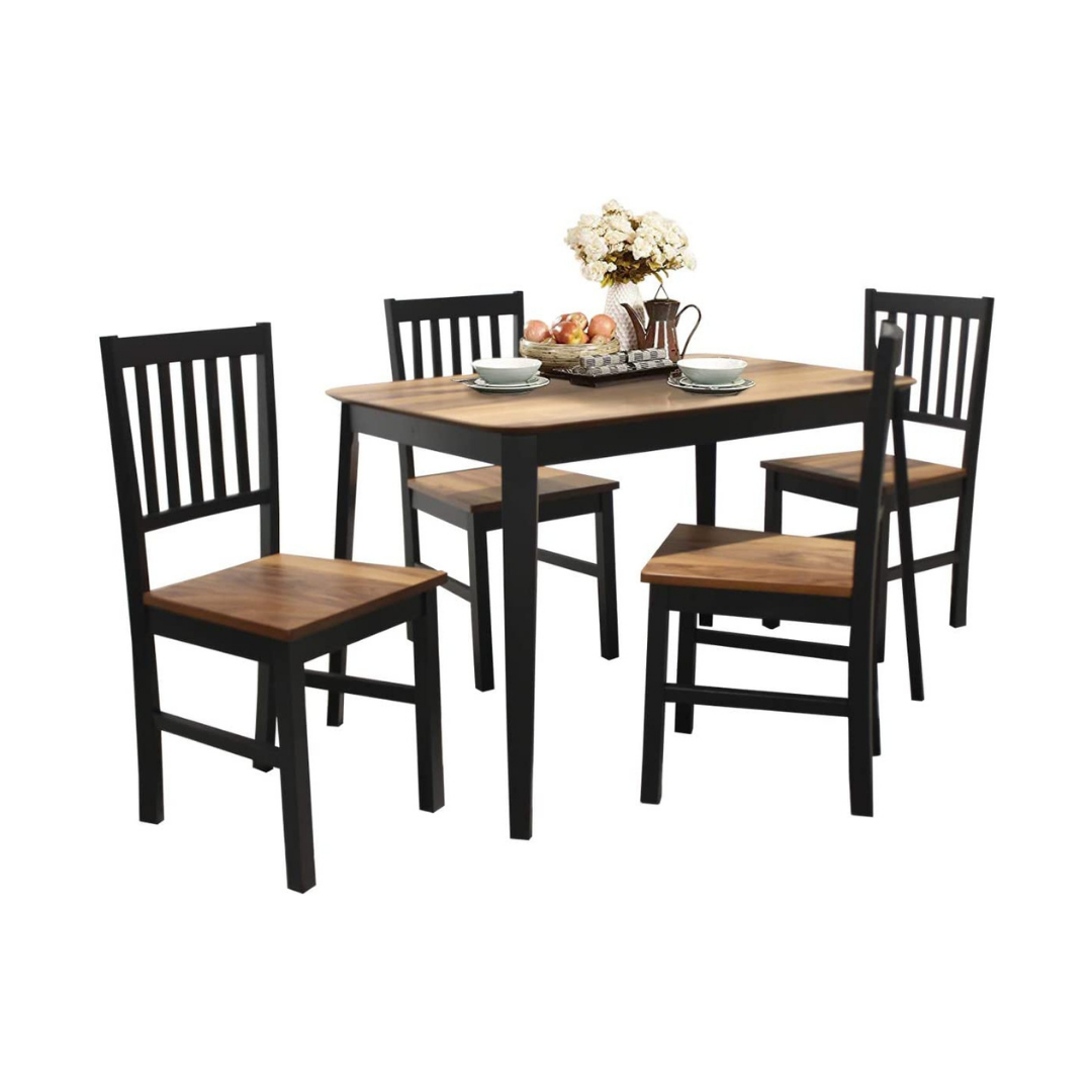 Giantex 5 Piece Dining Set with 4 Chairs,Dining Kitchen Table Set for 4 Person (Walnut & Black)