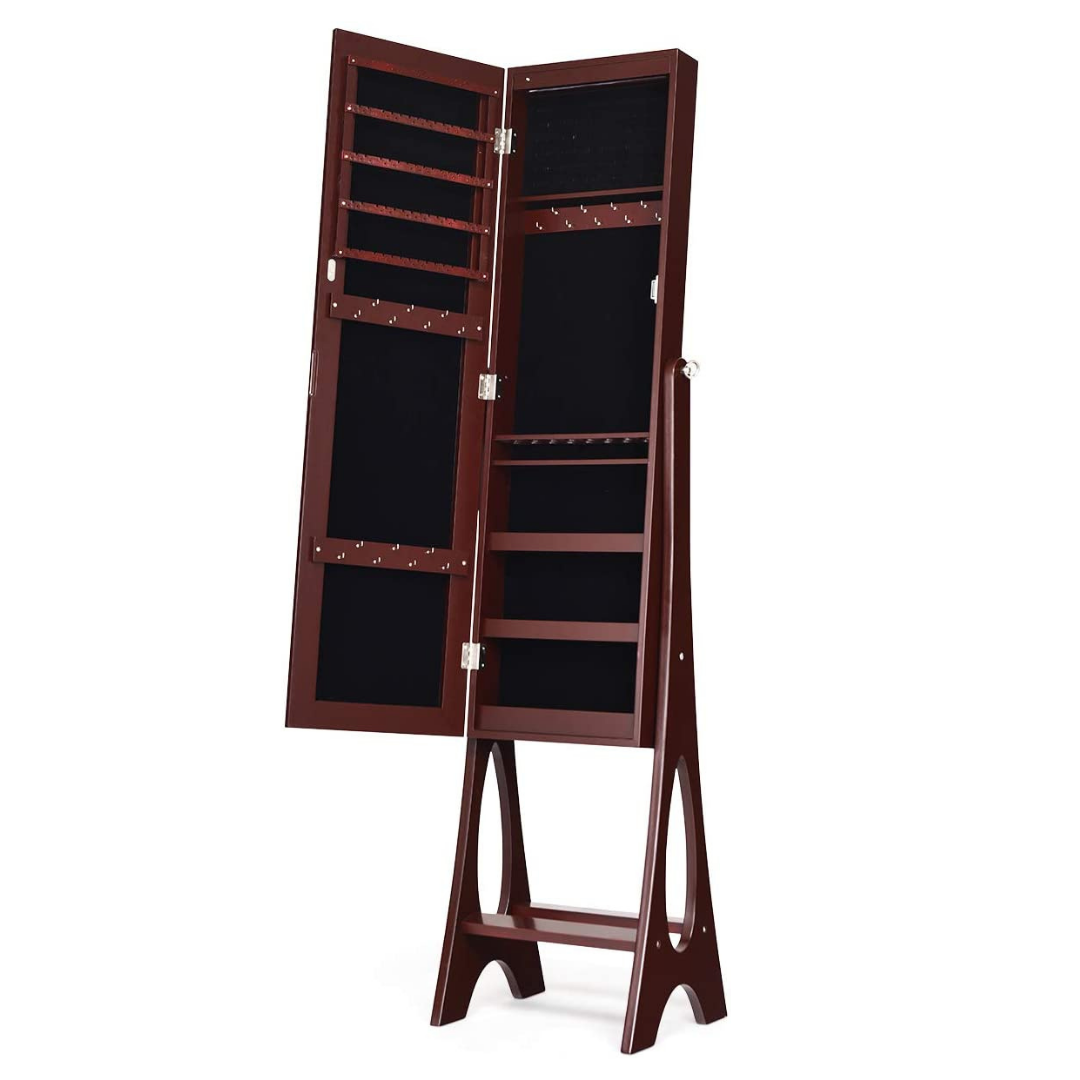 Giantex | 12 LEDs Jewelry Armoire Cabinet with Full-length Mirror