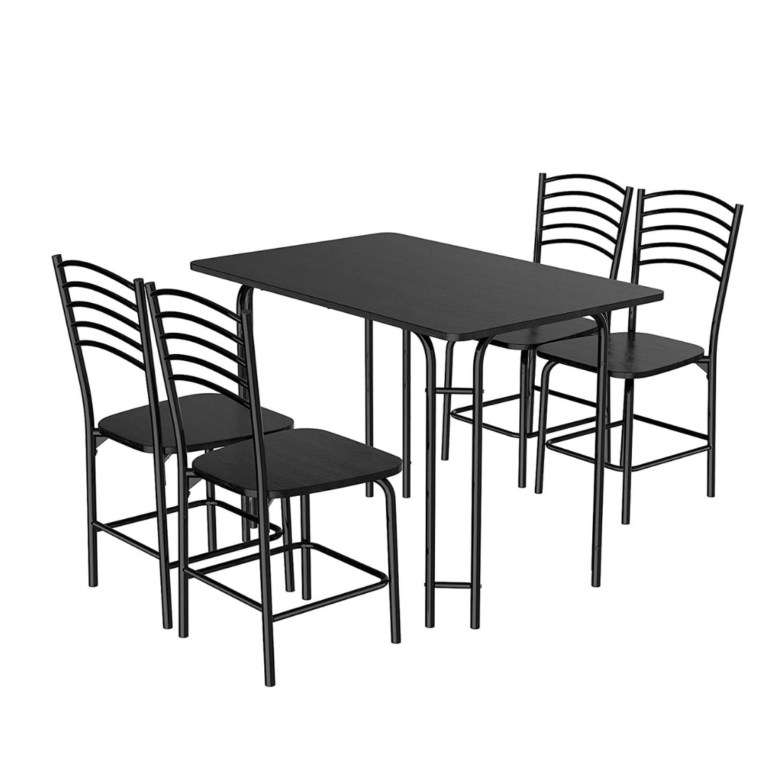 Giantex 5 PCS Dining Table Set 4 Person, Modern Kitchen Table and 4 Chairs,Black