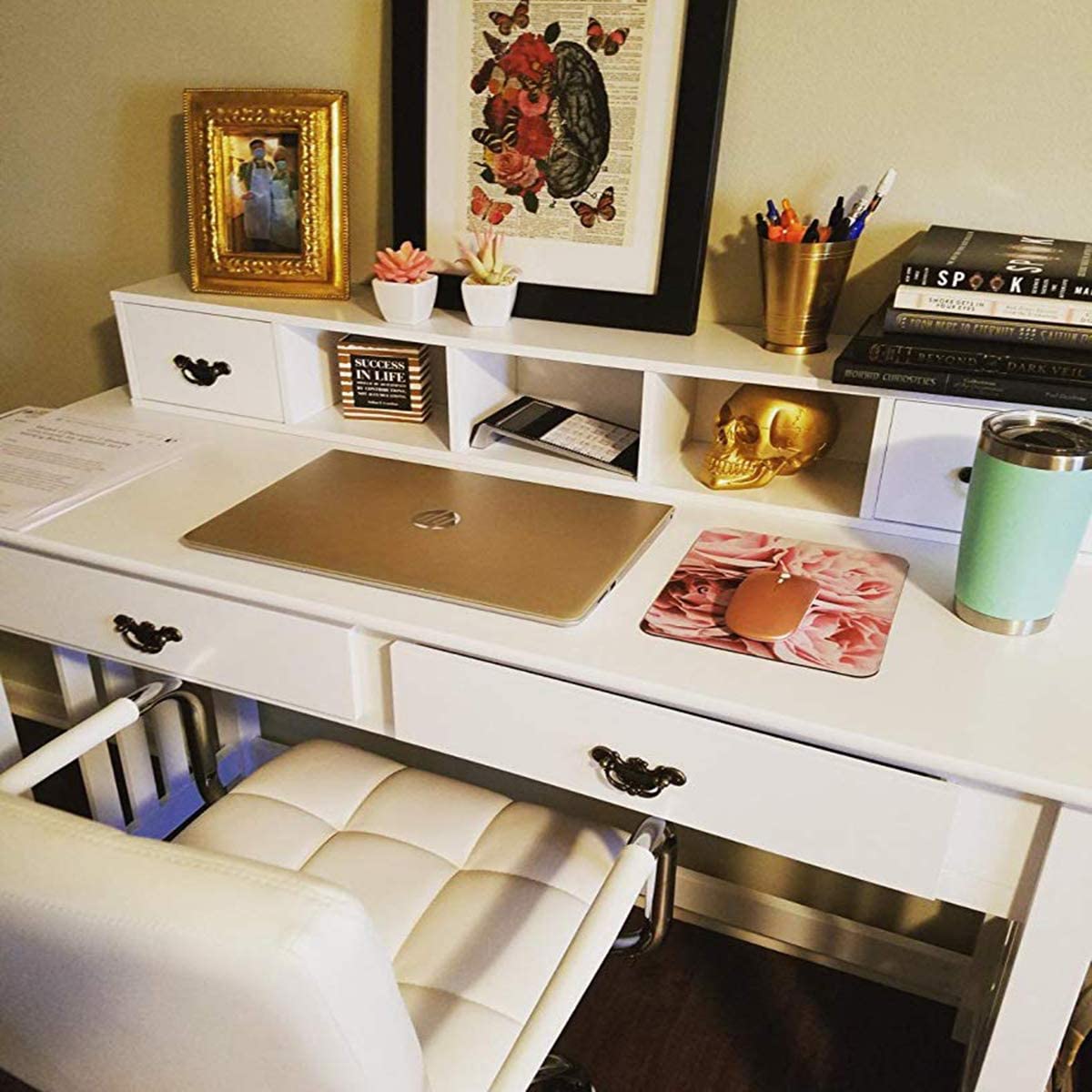 Writing Desk with 4 Drawer Computer Study Table
